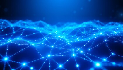 Fototapeta premium Futuristic Blue Digital Network Background, Perfect for Technology & Data 
