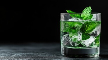 Refreshing iced cocktail with mint