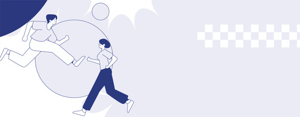 People exercising healthy running vector internet operation illustration
