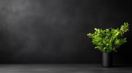 Dark backdrop with potted plant