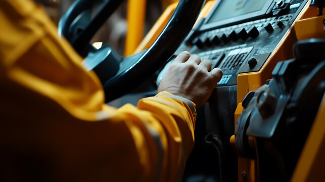 Operator's Hand on Industrial Machine Controls