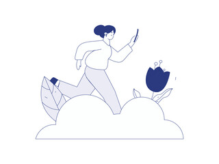 People exercising healthy running vector internet operation illustration
