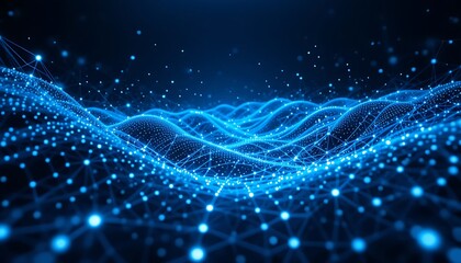 Futuristic Blue Digital Network Background, Perfect for Technology & Data
