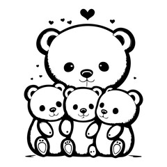 Charming teddy bear family illustration fostering love and unity, a heartwarming design