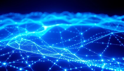 Futuristic Blue Digital Network Background, Perfect for Technology & Data

