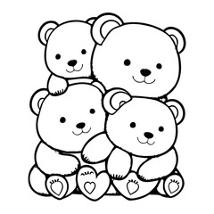 Obraz premium Playful stack of outlined teddy bears forming a charming and endearing design