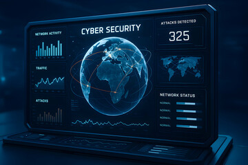 Digital display of global cyber security data.