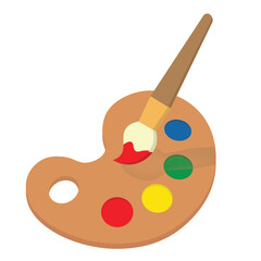 Paint brush with palette. Palette with Paint brush, Icon with Long Shadow. Painting and Drawing Tool. Vector illustrations