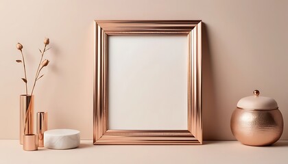 Elegant Rose Gold Frame Mockup Scene, Perfect for Art & Product Display

