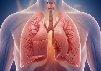 Human lungs and respiratory system anatomy illustration