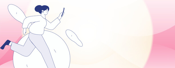 People exercising healthy running vector internet operation illustration
