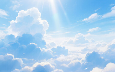 Beautiful cloud background and natural feel when there is a touch of sunlight breaking through the clouds
