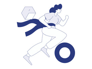 People exercising healthy running vector internet operation illustration
