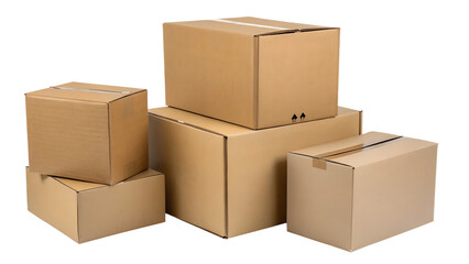 cardboard boxes on white background