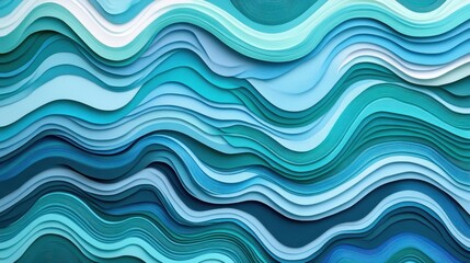 Obraz premium Abstract design featuring layered, wavy patterns in shades of blue.