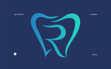 This fine line logo features a minimalist tooth outline, with an elegant R in the center. Simple yet elegant, it conveys professionalism, quality, trust, cleanliness, and expertise in dental services.