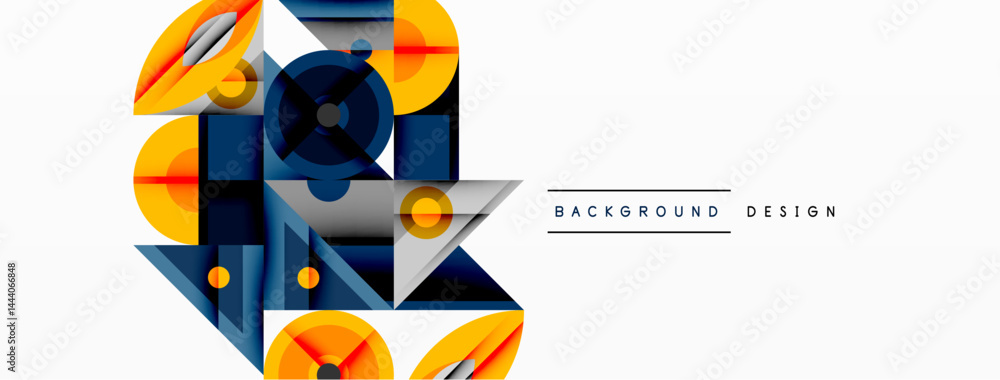 Poster abstract geometric shapes, vibrant colors, modern design elements. composition features triangles, c