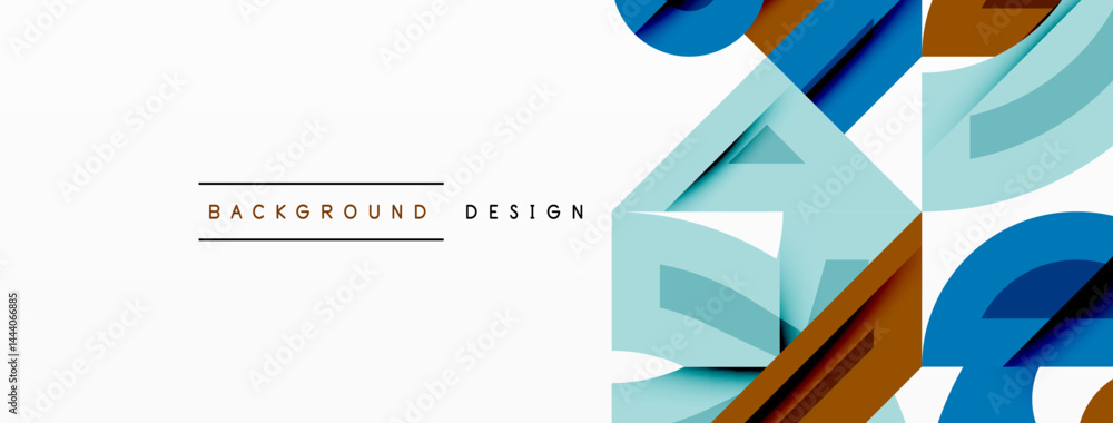 Aufkleber abstract geometric shapes overlap, creating dynamic visual effect. light blue, brown, dark blue hues