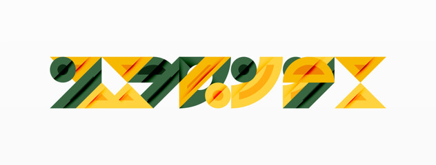 Obraz premium Abstract graphic design features stylized text. Bold colors, overlapping shapes create dynamic visual impact. Modern aesthetic.