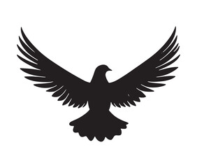 Obraz premium Flying dove of peace. Minimal black dove silhouette