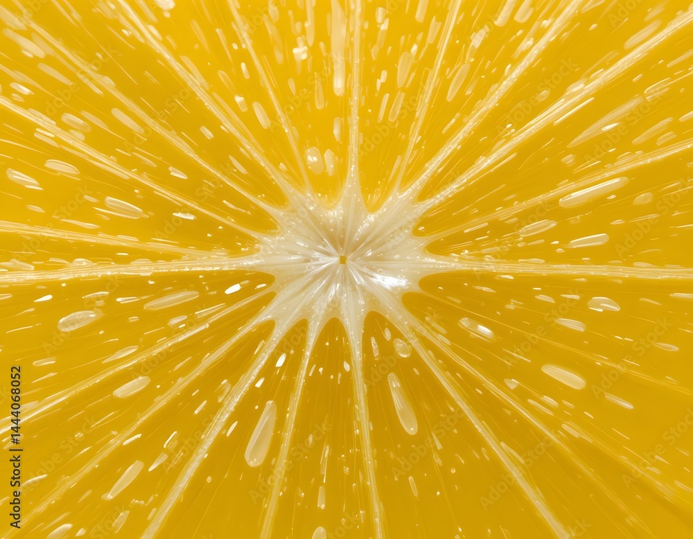 Poster lemon slice texture, a juicy close-up image displaying the fruit's vibrant yellow hue. the tiny juic