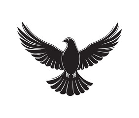 Obraz premium Flying dove of peace. Minimal black dove silhouette