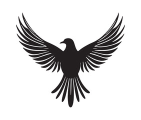 Fototapeta premium Flying dove of peace. Minimal black dove silhouette