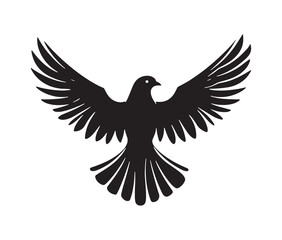 Obraz premium Flying dove of peace. Minimal black dove silhouette
