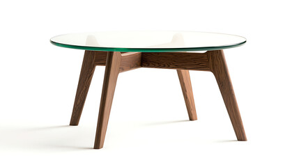 Fototapeta premium A glass coffee table with wooden legs