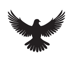Fototapeta premium Flying dove of peace. Minimal black dove silhouette