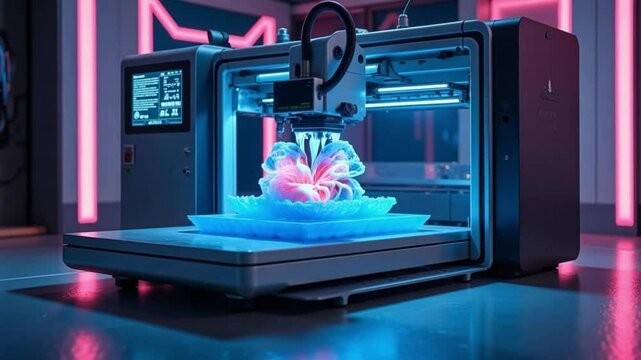3D Printing Machine Close-Up in Action
