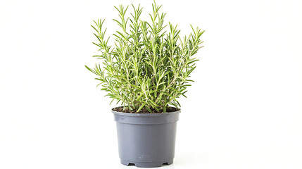 Fototapeta premium A small potted plant with green leaves sits in a blue container