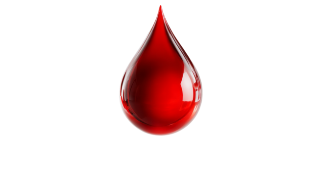 a drop of blood isolated, transparent background