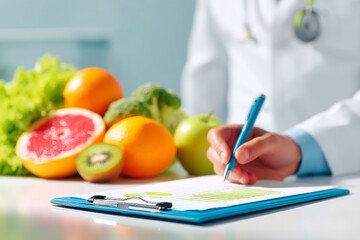 Dietitian Creating a Healthy Eating Plan for Patients Using Fresh Vegetables
