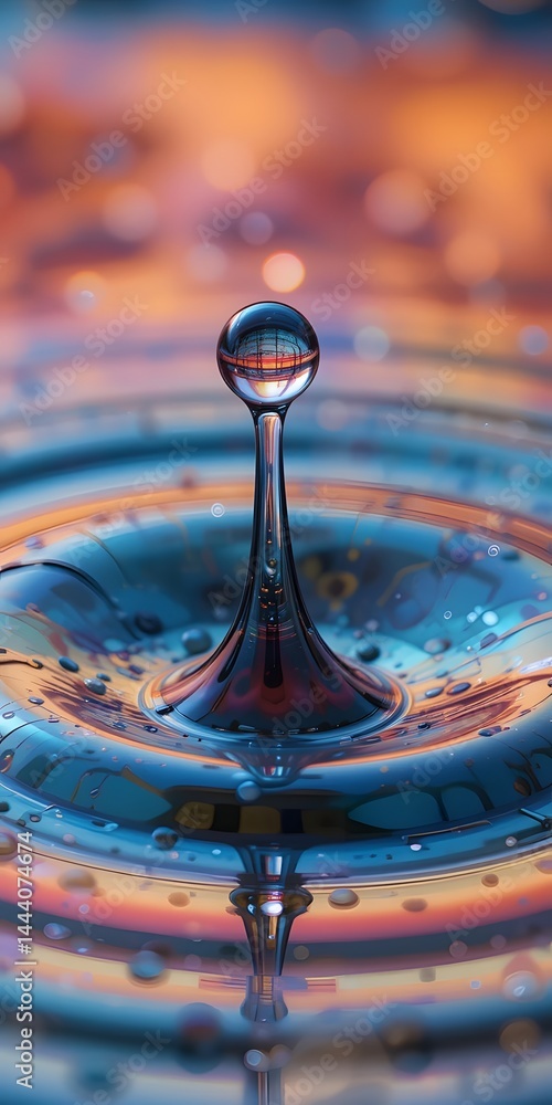 Fototapete abstract iridescent oil drop on water surface, creating vibrant patterns and reflections, a mesmeriz