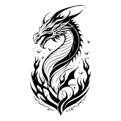 Dragon illustration hand draw black colour logo symbol perfect.