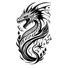 Dragon illustration hand draw black colour logo symbol perfect.