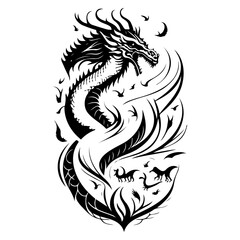 Dragon illustration hand draw black colour logo symbol perfect.