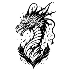 Dragon illustration hand draw black colour logo symbol perfect.