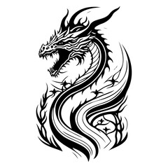 Dragon illustration hand draw black colour logo symbol perfect.