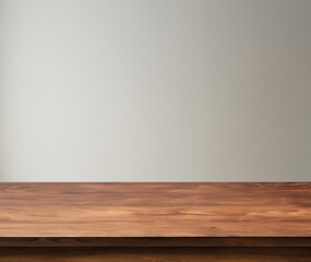 brown table with gray wall background