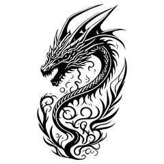 Dragon illustration hand draw black colour logo symbol perfect.