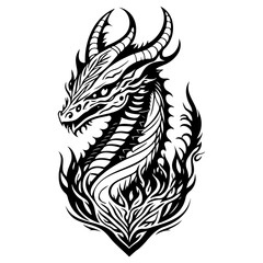 Dragon illustration hand draw black colour logo symbol perfect.