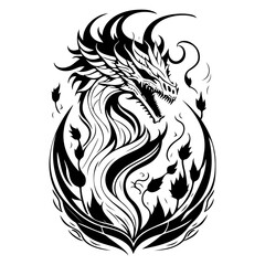 Dragon illustration hand draw black colour logo symbol perfect.