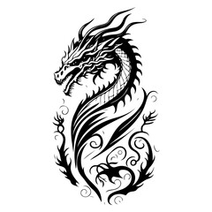 Dragon illustration hand draw black colour logo symbol perfect.