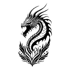 Dragon illustration hand draw black colour logo symbol perfect.