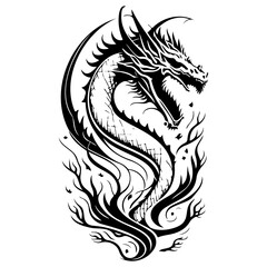 Obraz premium Dragon illustration hand draw black colour logo symbol perfect.