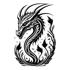 Dragon illustration hand draw black colour logo symbol perfect.
