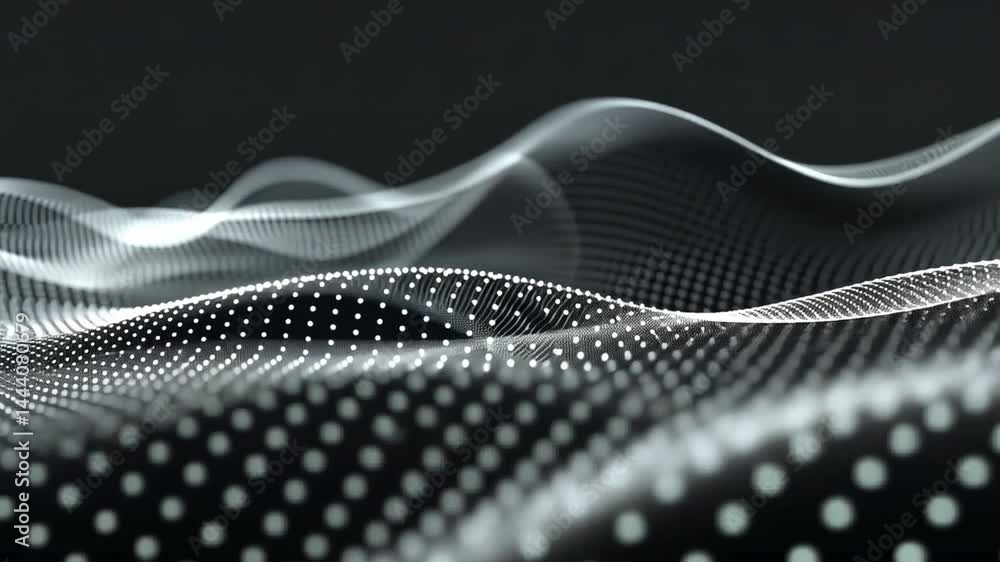 Poster mesmerizing abstract waves dotted patterns and digital design evoking depth, movement, tranquility, 