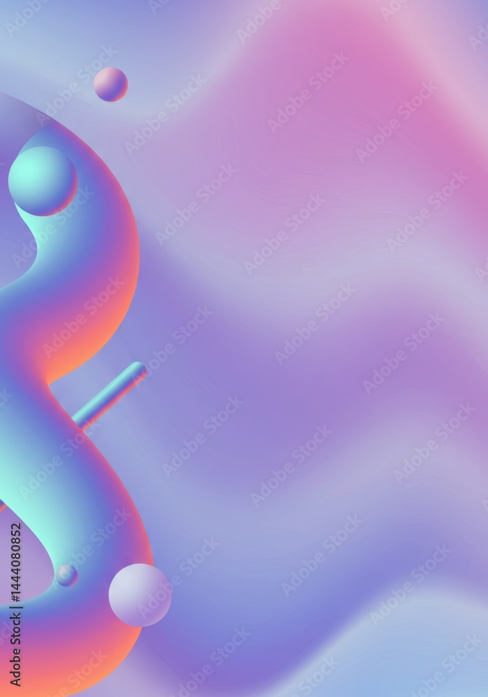 Poster abstract gradient fluid shapes background design pastel color swirl texture 3d render